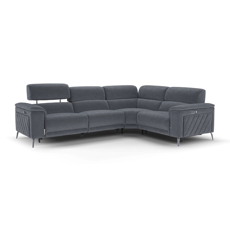 Modular backrest pic with sofa and recliner set + couch with a recliner + grey - 2+corner+1