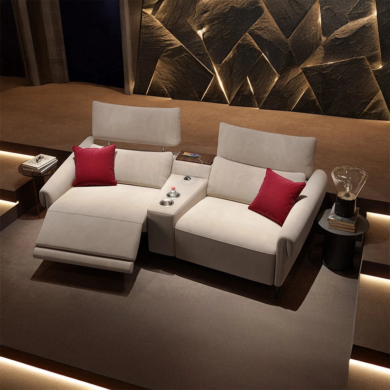 Beige cinema seating image with home cinema recliner sofa and theater sofa seating