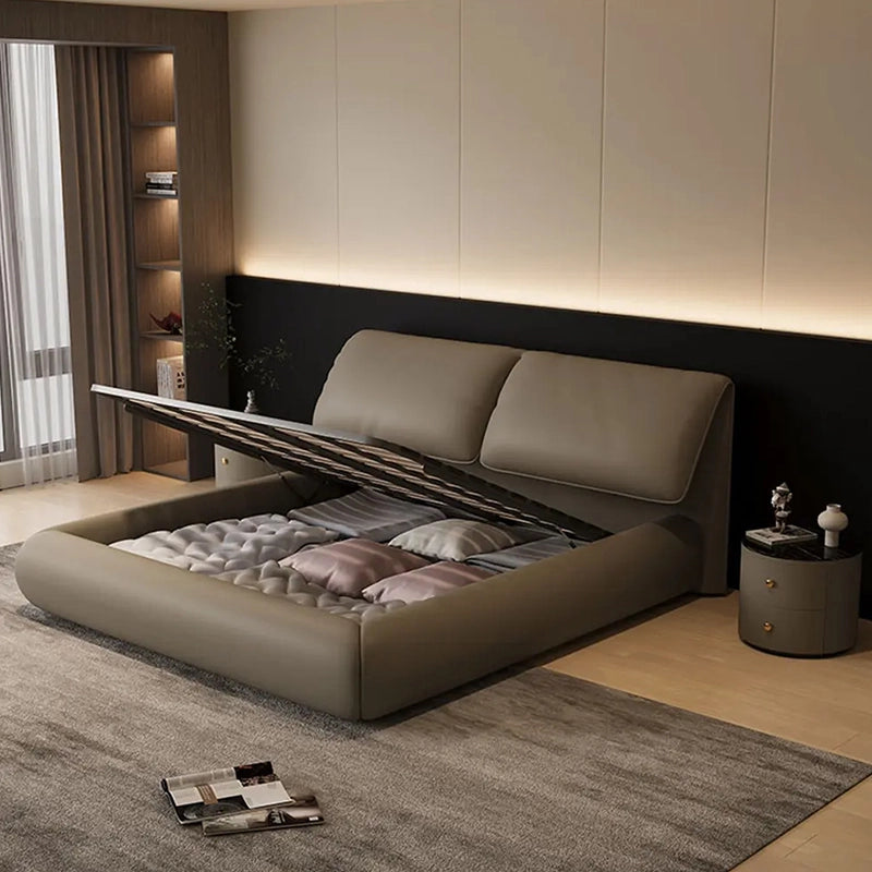 Under-bed storage view open, bed online + cot design, padded section