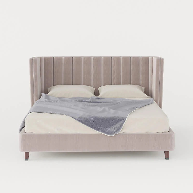 Vertical tufted cot design with modern style bed design and plush fabric, king size