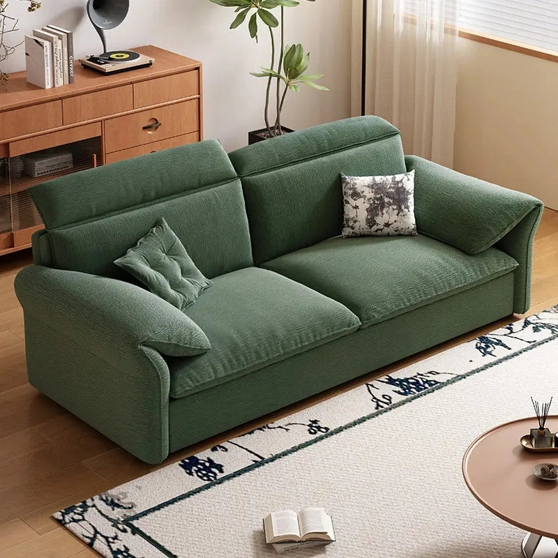 Textured upholstery photo in solid green – sofa cum bed design, convertible couch sleeper, foam-filled