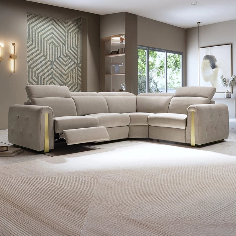 Side panel with electric controls, Custom Built to Order, Recliner chair, taupe beige