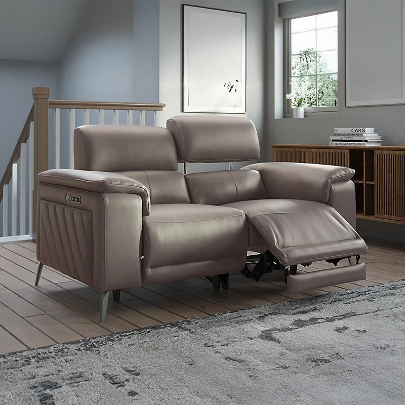 Electric control panel image with sofa and recliner set + couch and recliner set + brushed steel legs