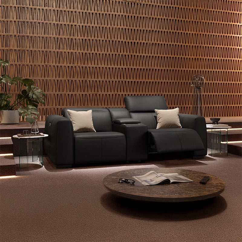 Wireless charging console detail – home cinema recliner, home theater recliner sofa – black shade