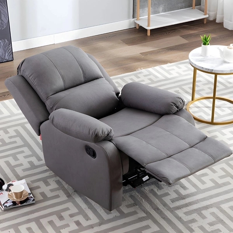 Padded high-back recliner chair in grey tone, Custom Crafted to Order, recliner chair build