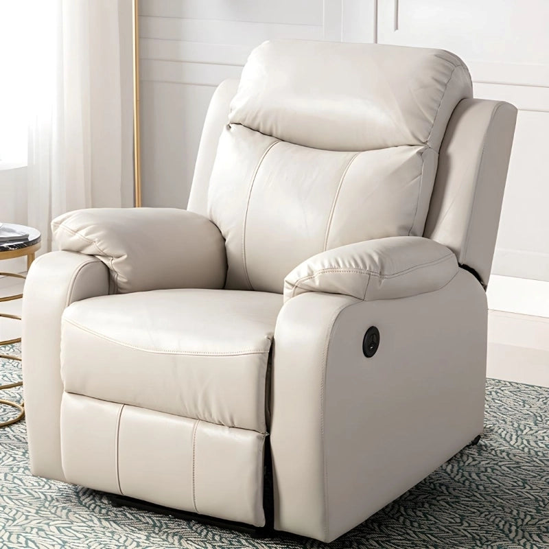 Chaise footrest in cream tone – segmented comfort + couch with a recliner + light upholstery