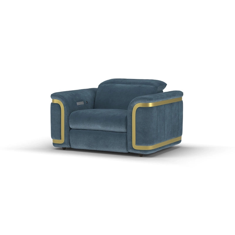 Wide armrest picture in olive velvet, couch and recliner, 1 seater recliner sofa