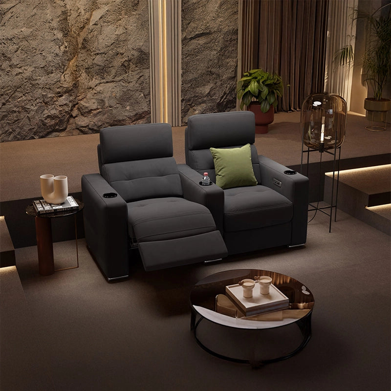 Electric recliner seats with home theater chairs and home cinema recliner sofa in black leatherette