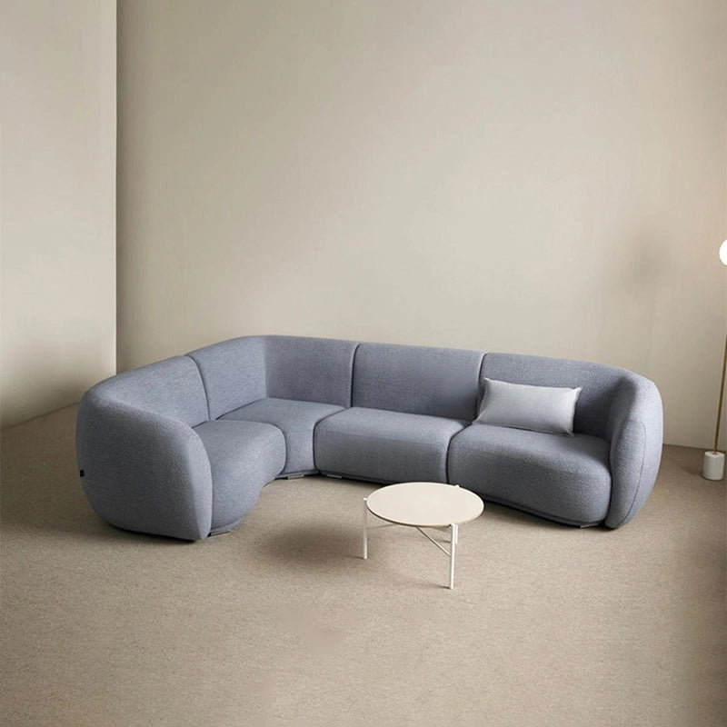 Minimalist lounge setup with curved module – design of sofa, corner sofa set - grey 