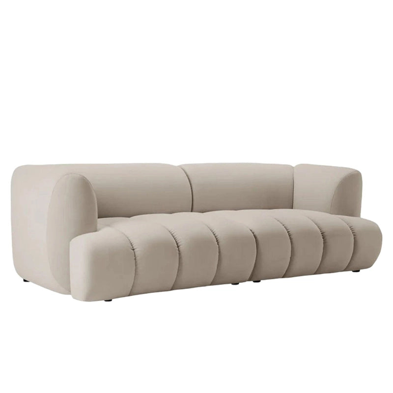Low-profile sofa designable sofa set in teal with stubby legs and vertical stitching
