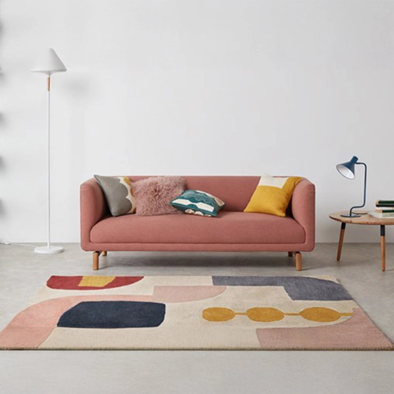 3 seater cushion with bolster pillows + stylish sofa design + dusty rose + fabric + settee