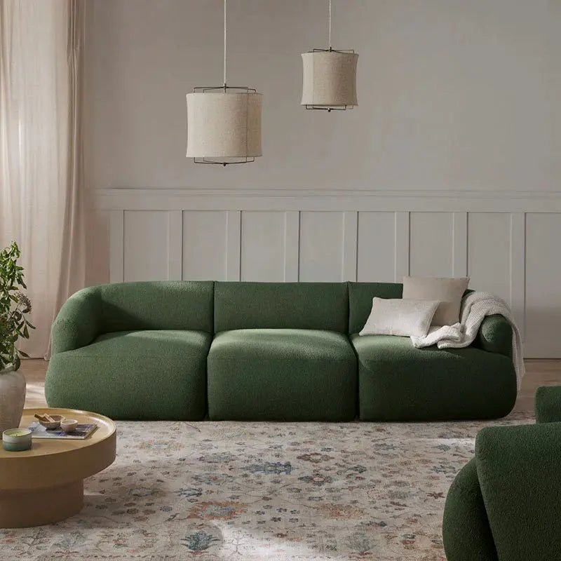 Forest green curved sofa design + buy sofa online + set of sofa – 3 seater style