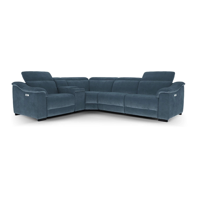 Deep blue recliner with side pocket – Recliner couch set + Custom Tailored to Order 2+corner+console+1