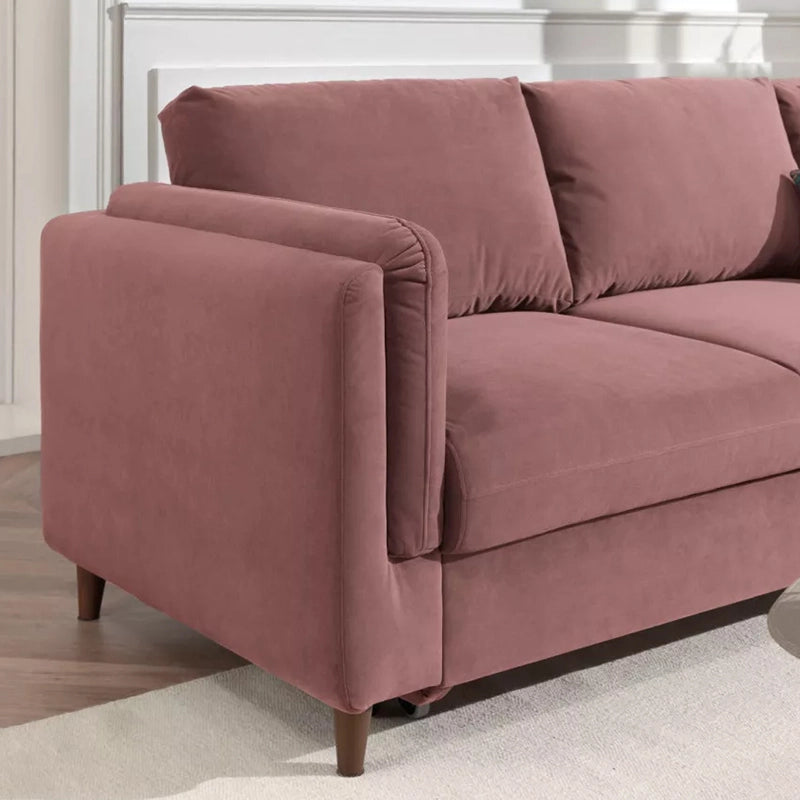 Mid-century tapered legs, l shape sofa cum bed + sofa bed couch