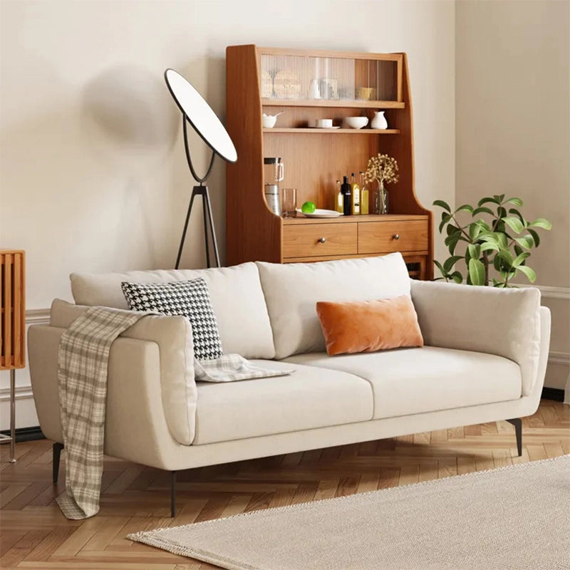 Black metal legs elevate light sofa set, design of sofa + stylish sofa design + compact frame