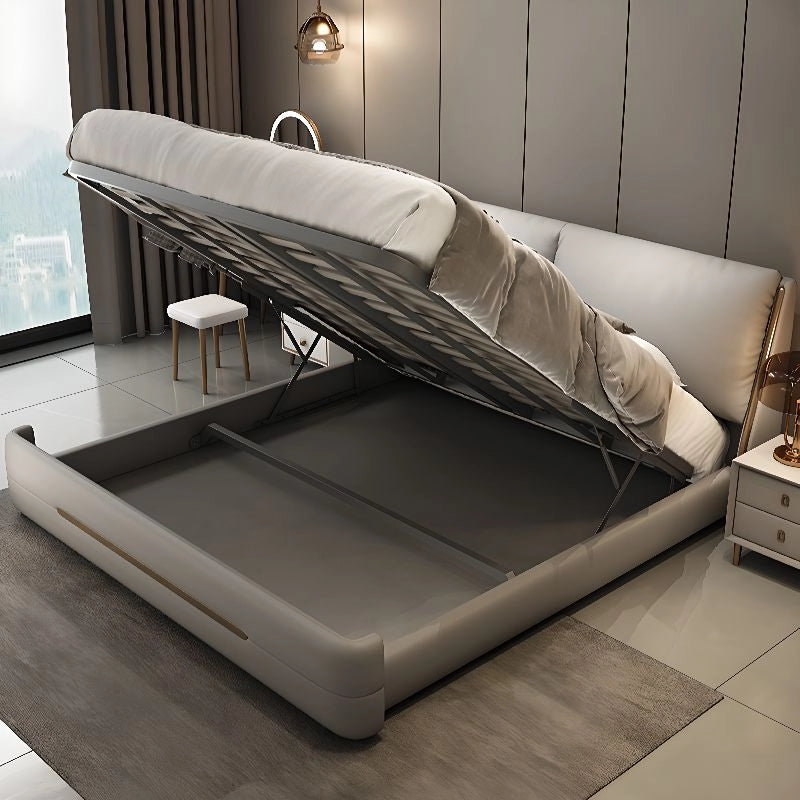 Hydraulic storage open view, Custom Built to Order, bed online, wooden frame