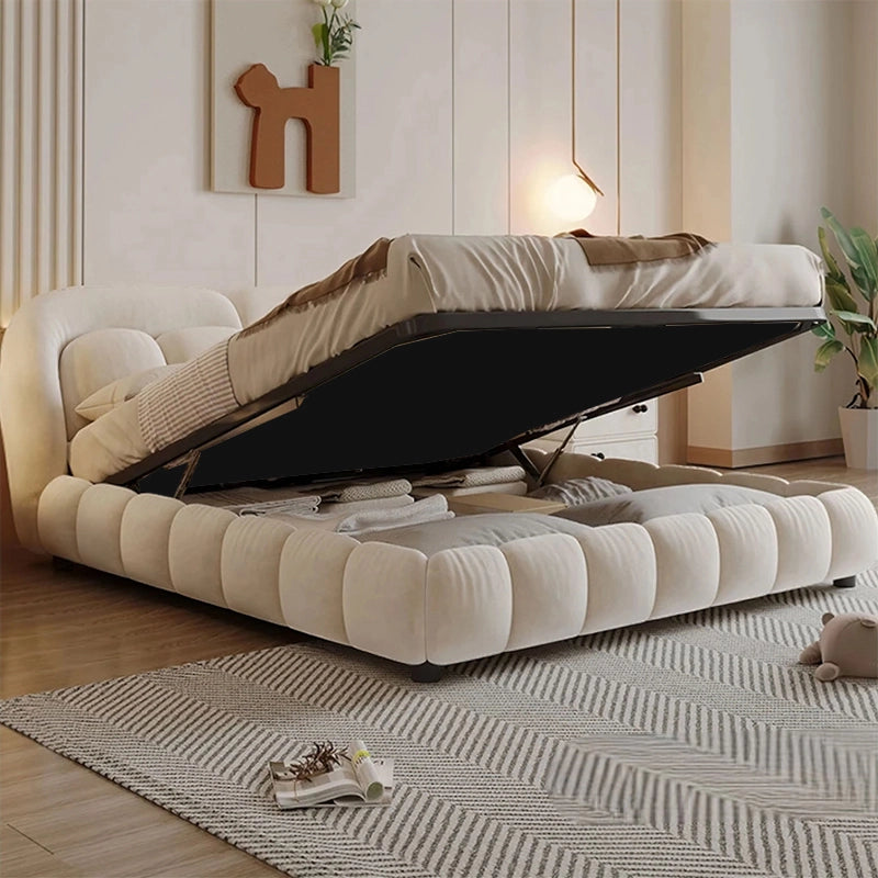 Side rail image with velvet finish, custom fabricated to order, low bed frame