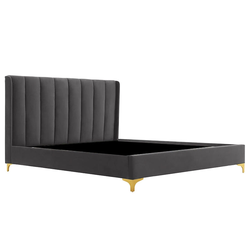 Front angle showing slatted frame + bed online + bed frame + charcoal finish