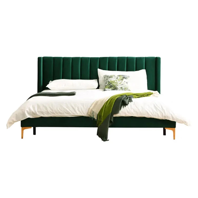 Green hydraulic bed with slim legs, cot design, modern style bed design