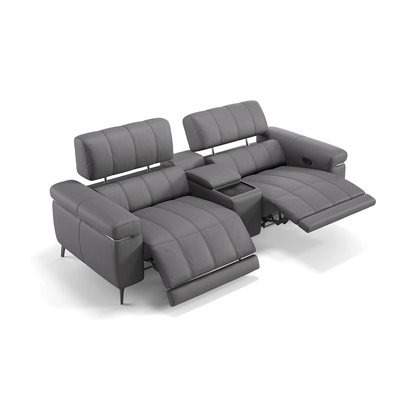 Horizontal channel stitch closeup, home cinema recliner sofa, home cinema chairs, modern fabric finish