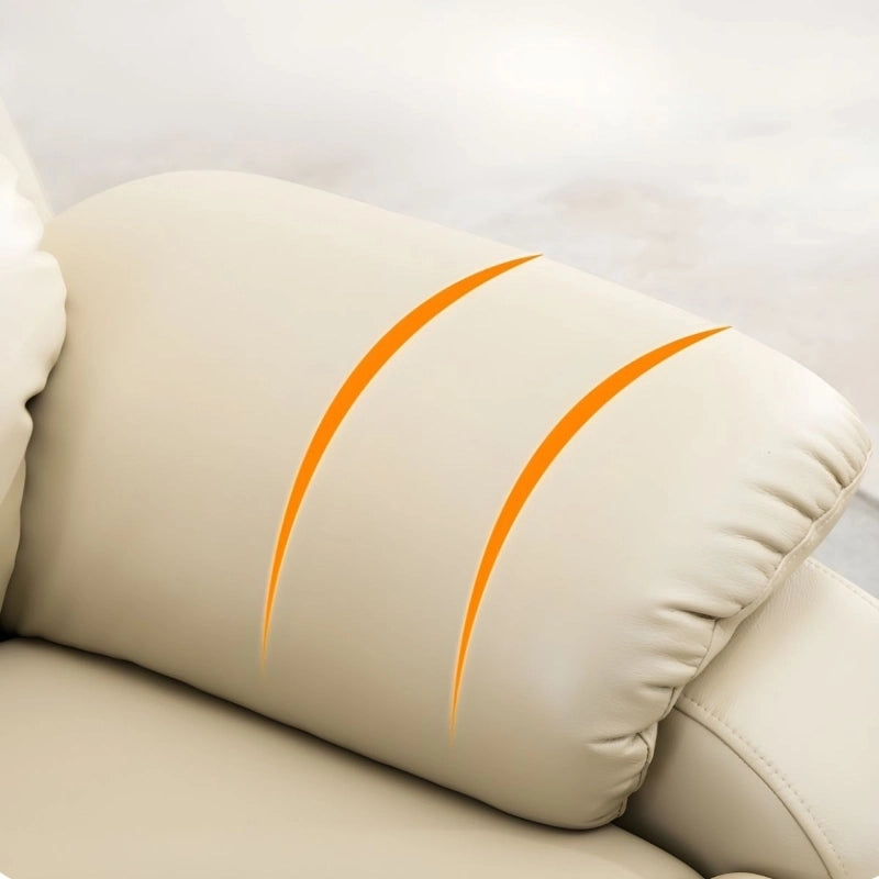 Manual glider base with stitching – recliner chair, reclining couch, beige