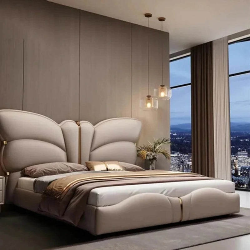 Gold-trimmed beige padding detail — bed online and bed and cot visuals