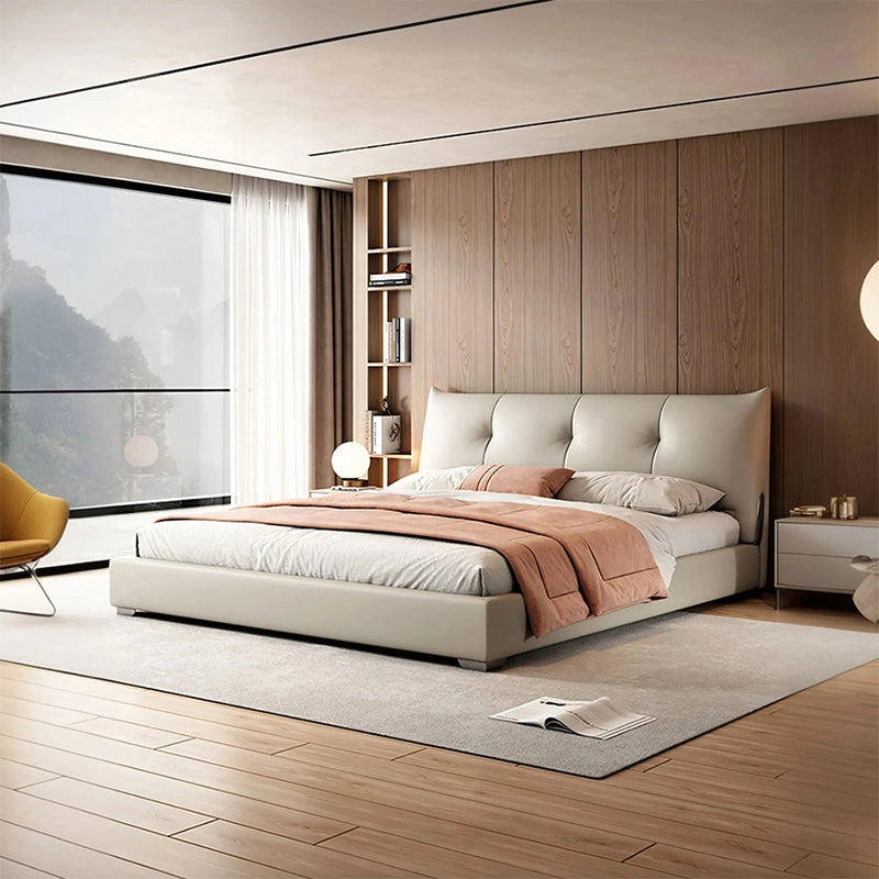 Hydraulic lift storage revealed – hydraulic bed, bed frame, beige tones