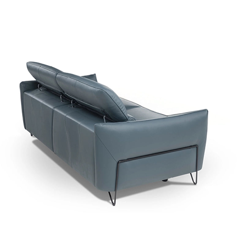 Black sled legs and floating base, velvet sofa, design of sofa