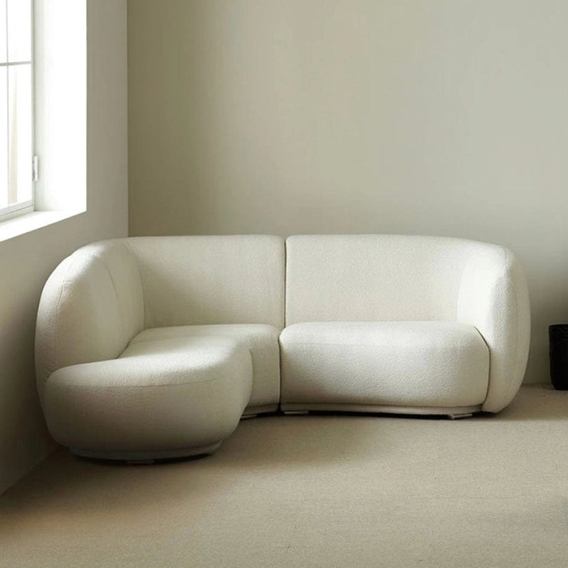 Low-profile base with neutral white fabric – fabric sofa, sofa set design, L shape seater configuration