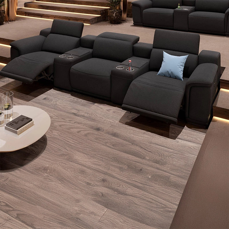 Soft Nova fabric close-up with home cinema recliner and home theater recliner, black