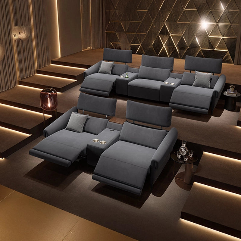 Grey recliner design photo with theater recliner and home cinema recliner