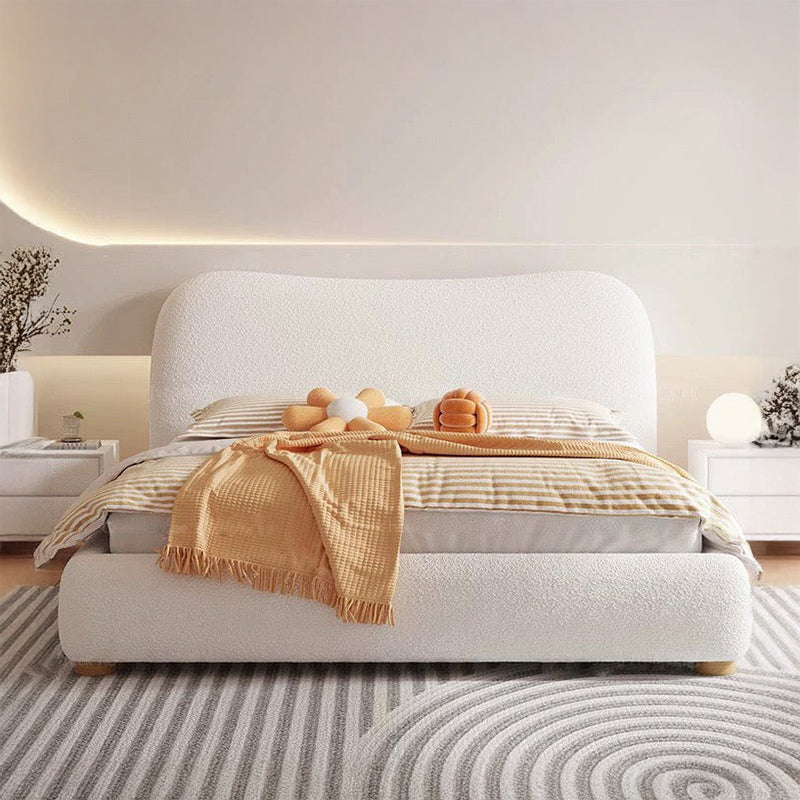 Minimalist bed silhouette in neutral palette – modern style bed design, master bedroom bed design
