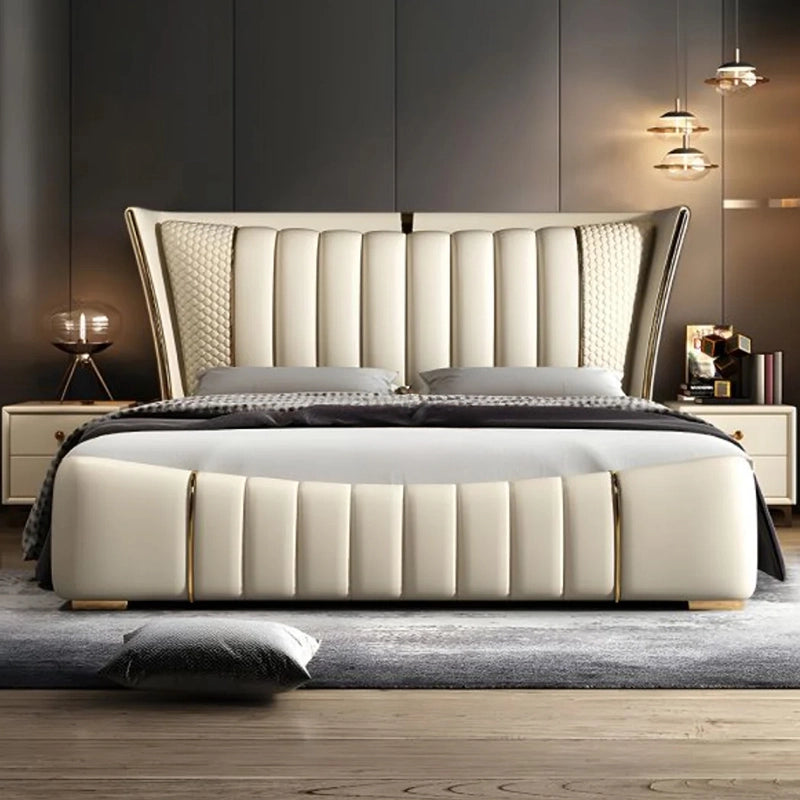 Upholstered footboard in matte finish, bed online, modern style bed design
