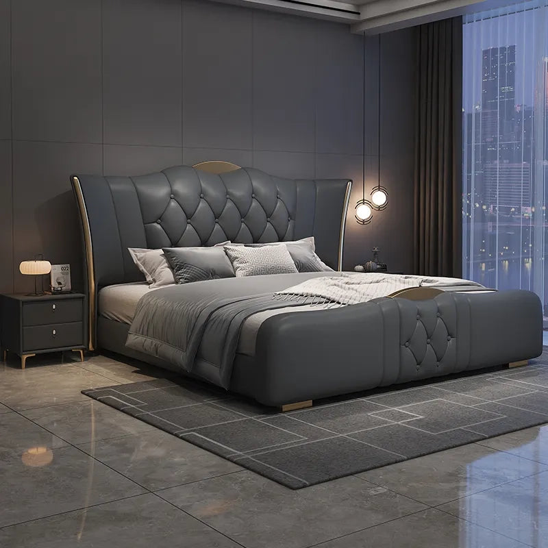 Plush padded footboard – bed and cot, modern bed design – charcoal grey