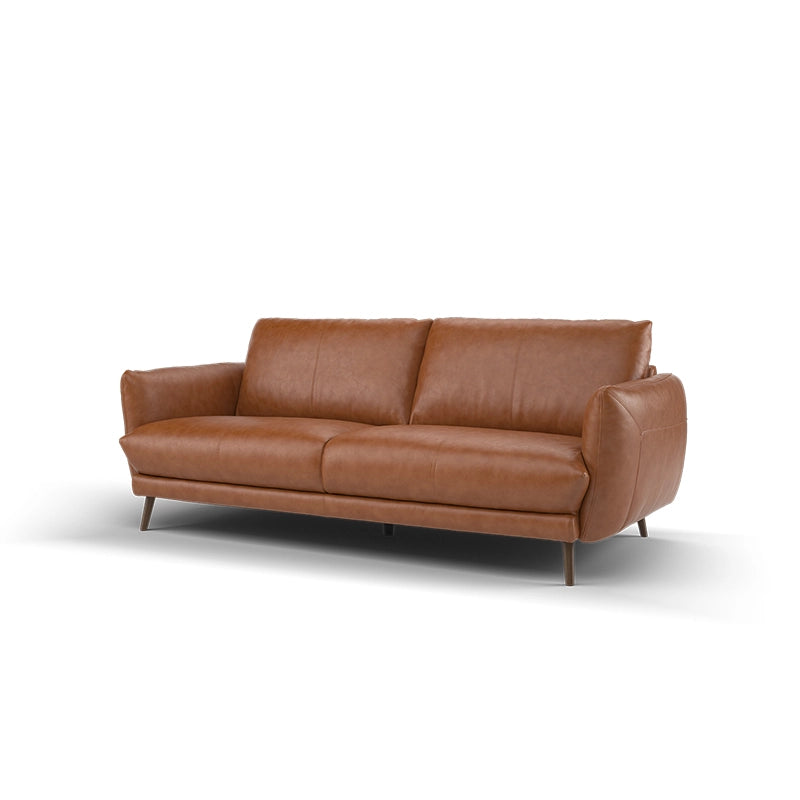Tan leather with curved arms – design sofa set – 3 seater couch