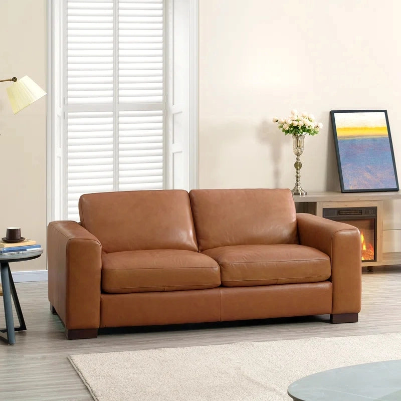 Urban boxy form + stylish sofa design + leather settee + solid wood base