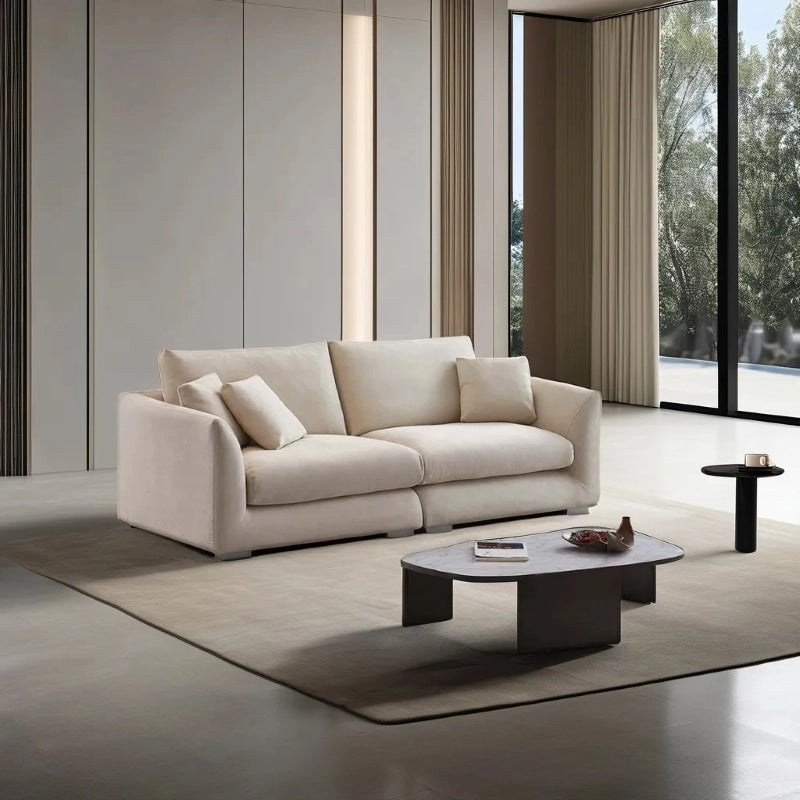 Soft modern settee with low metal legs, 2 seater sofa, stylish sofa design, cloth finish