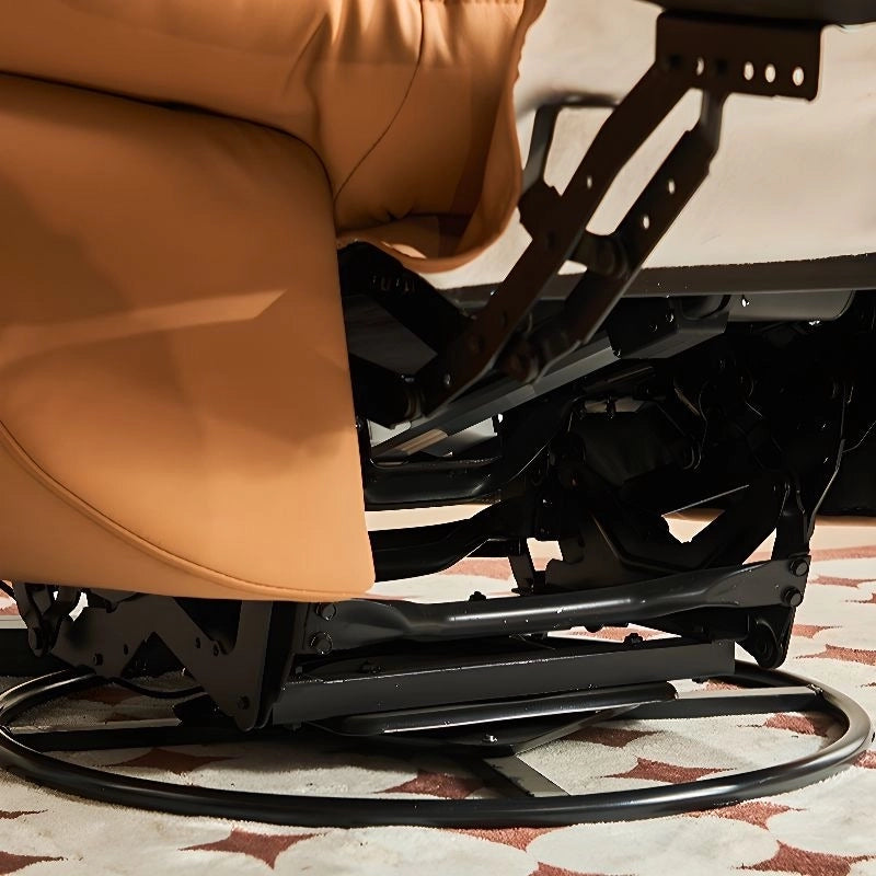 Side storage compartment detail in terracotta faux leather – recliner chair, chairs and recliners