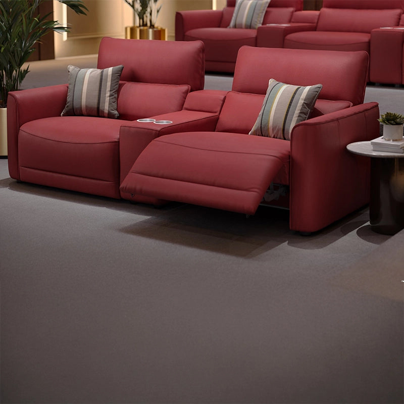 Red 2-seater setup with wide arms, home theater couch, home entertainment recliner