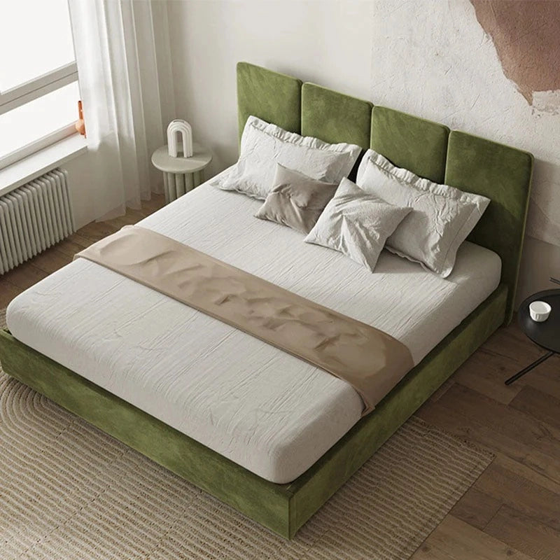 Upholstered base with stubby legs – master bedroom bed design, new bed design