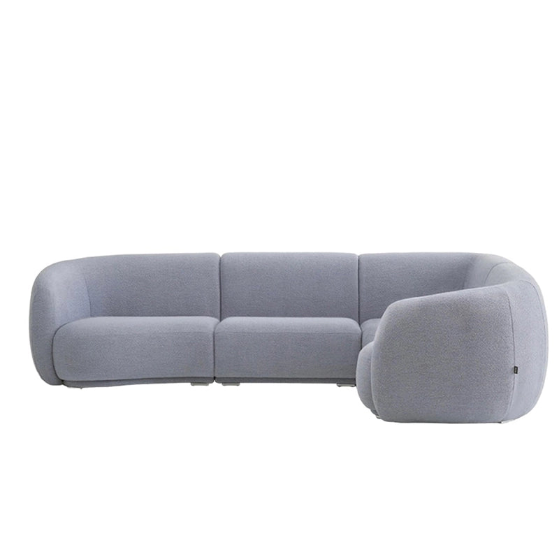Low-profile base with neutral grey fabric – fabric sofa, sofa set design, 2+corner+1 configuration