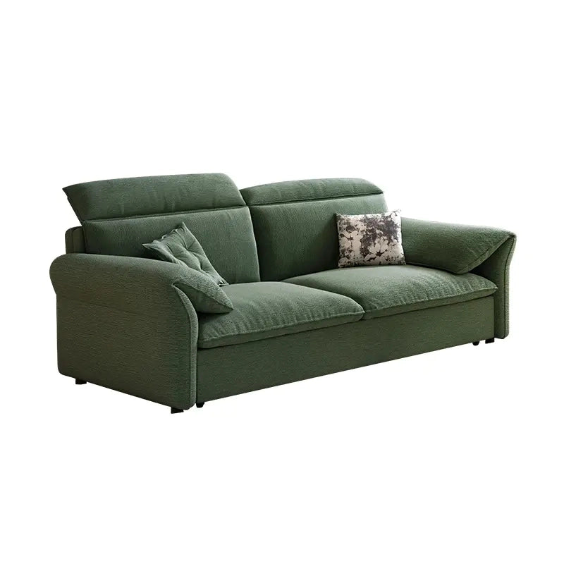 High backrest with pillows – convertible sofa bed, sofa bed design, moss green fabric