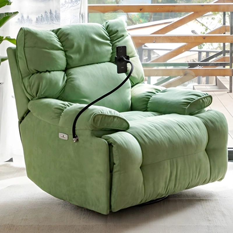 Mint Green fabric recliner with thick padding – recliner chair, recliner couch, suede texture
