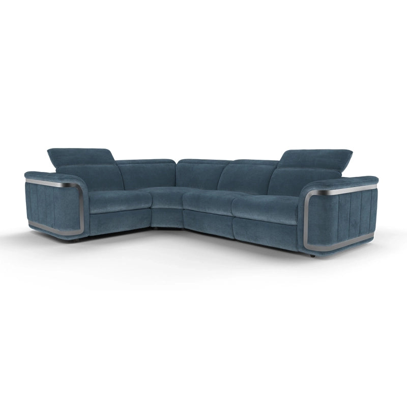 Each recliner sofa unit may feature chaise-style footrests, headrests with electric adjustability, and smart storage consoles with USB ports and cup holders - 2+corner+1