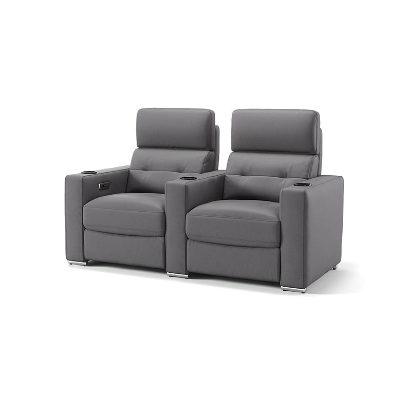 USB ports with home cinema recliner sofa and home theater chairs in grey fabric