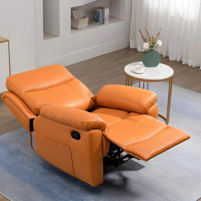 Crafted with a wide seat and plush segmented back, it offers optimal lounging through a push-button power recline.