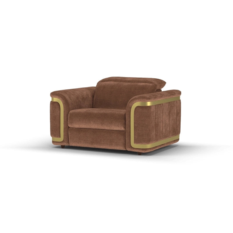 Reclining seat pic in brown, sofa and recliner, couch and recliner set - 1 seater