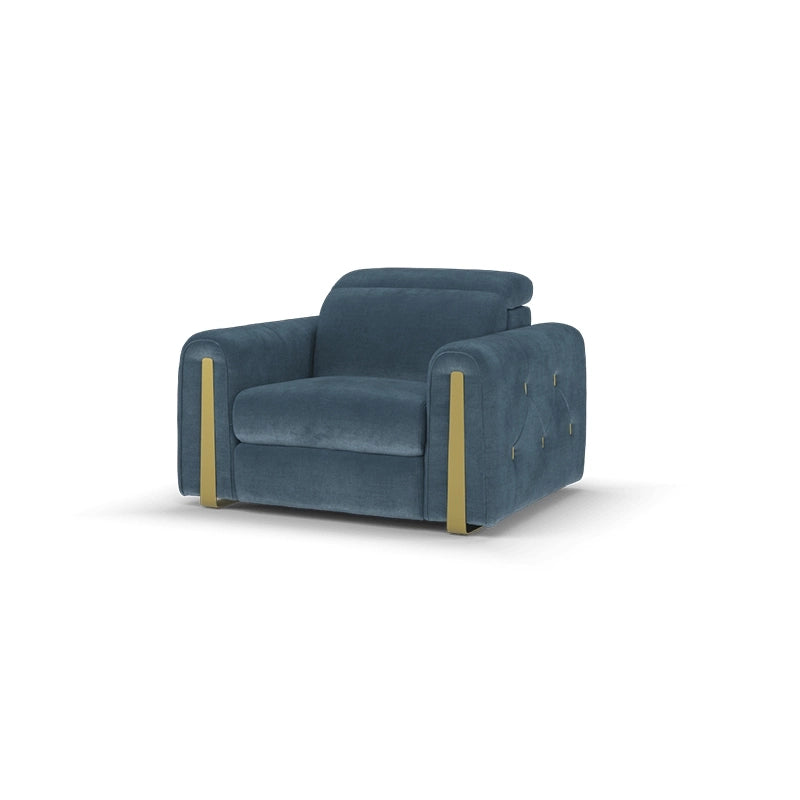 Tufted backrest and smooth silhouette, Custom Tailored to Order, Recliner couch set, slate blue