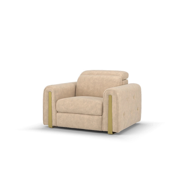 Recliner in lounge position, Custom Designed to Order, Sofa and recliner set, ivory