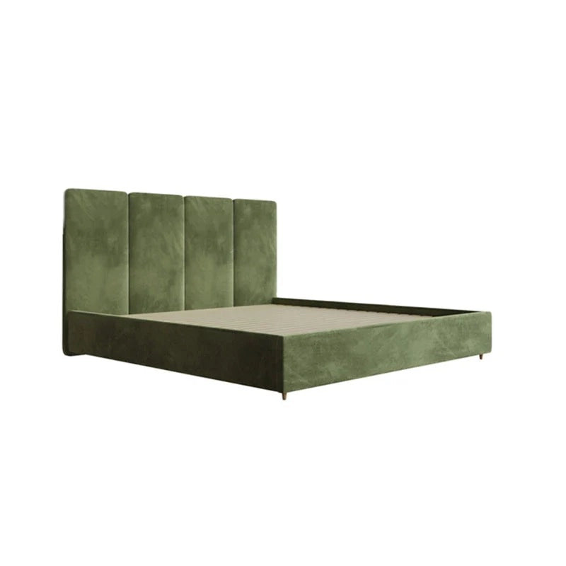 Green velvet fabric texture close-up – bed for king size, modern bed design